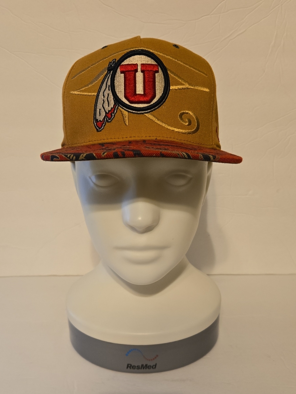 Zephyr NCAA Utah University Tan Leather Strapback Hat - OS